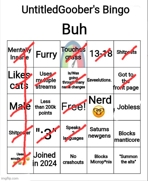UntitledGoober's Bingo | image tagged in untitledgoober's bingo | made w/ Imgflip meme maker