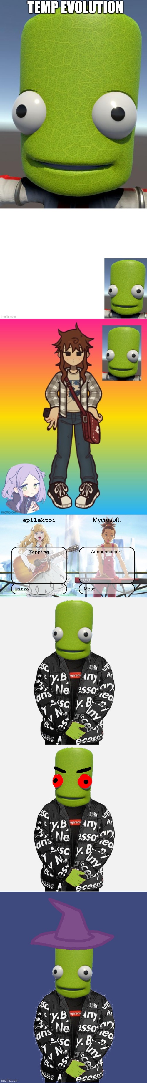 TEMP EVOLUTION | image tagged in photosynthesis,epilektoi announcement,epilektoi announcement 2 1,epilektoi and mycrosoft announcement,epilektoi drip | made w/ Imgflip meme maker