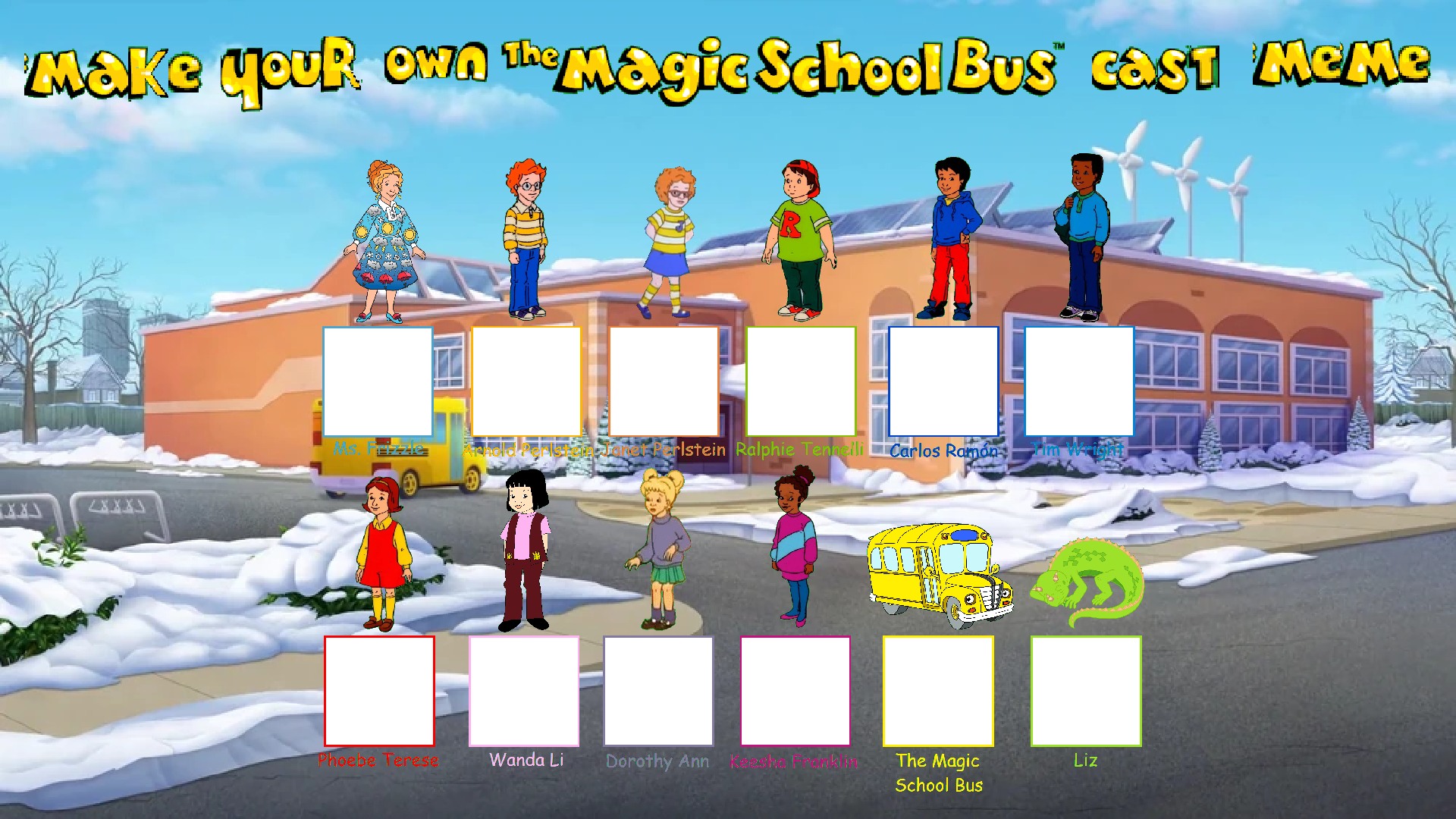 The Magic School Bus Cast Meme - Blank (Better) Blank Meme Template