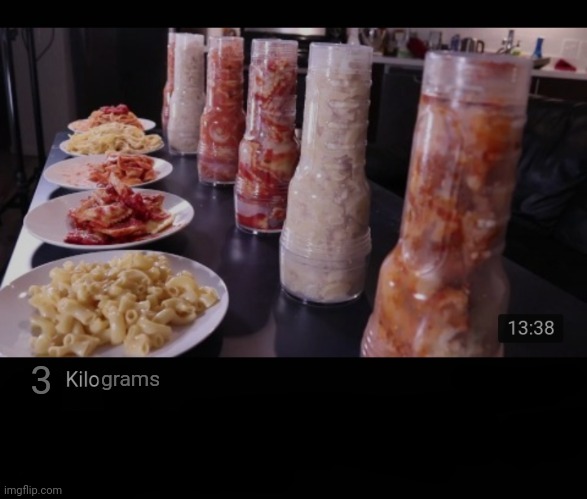 3 kilograms of pasta consumed! (Parody) | grams; 3 | image tagged in witmfp if6dptfo,kilograms,pasta,memes,kilo | made w/ Imgflip meme maker
