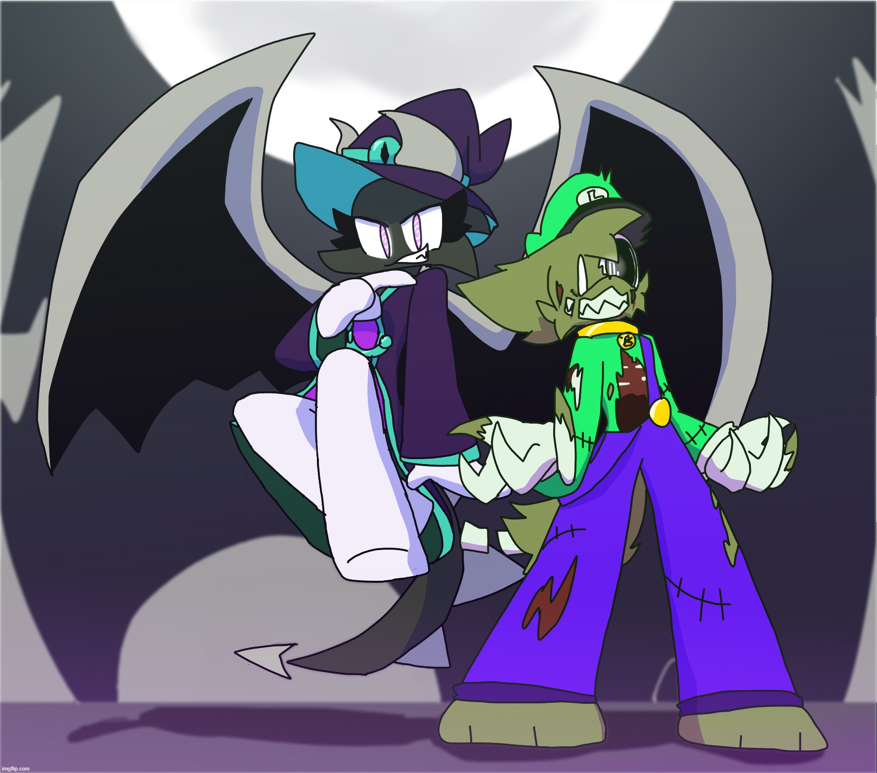 unkown couple | image tagged in spoookyyyyyy,kota forgot he was gonna be luigi this year,he still got bitten by a zombie | made w/ Imgflip meme maker