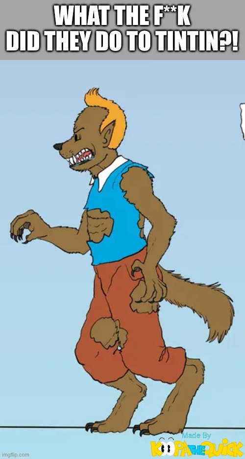 ಠ_ಠ | WHAT THE F**K DID THEY DO TO TINTIN?! | image tagged in tintin | made w/ Imgflip meme maker