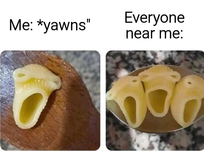 Me: *yawns"; Everyone near me: | image tagged in memes,funny,funny memes | made w/ Imgflip meme maker