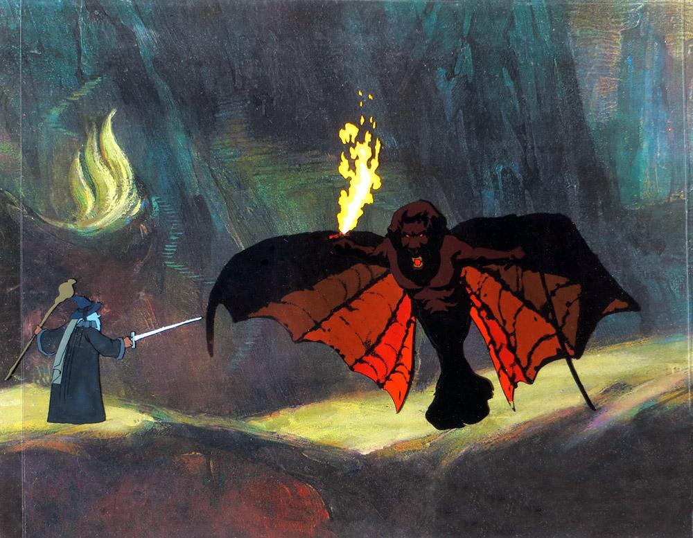 Ralph Bakshi Lord of the Rings Gandalf vs Balrog Blank Meme Template