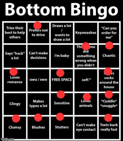 Bottom Bingo | image tagged in bottom bingo | made w/ Imgflip meme maker