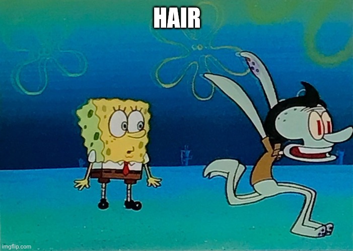 SpongeBob Squidward With Elvis Hair | HAIR | image tagged in spongebob squidward with elvis hair | made w/ Imgflip meme maker