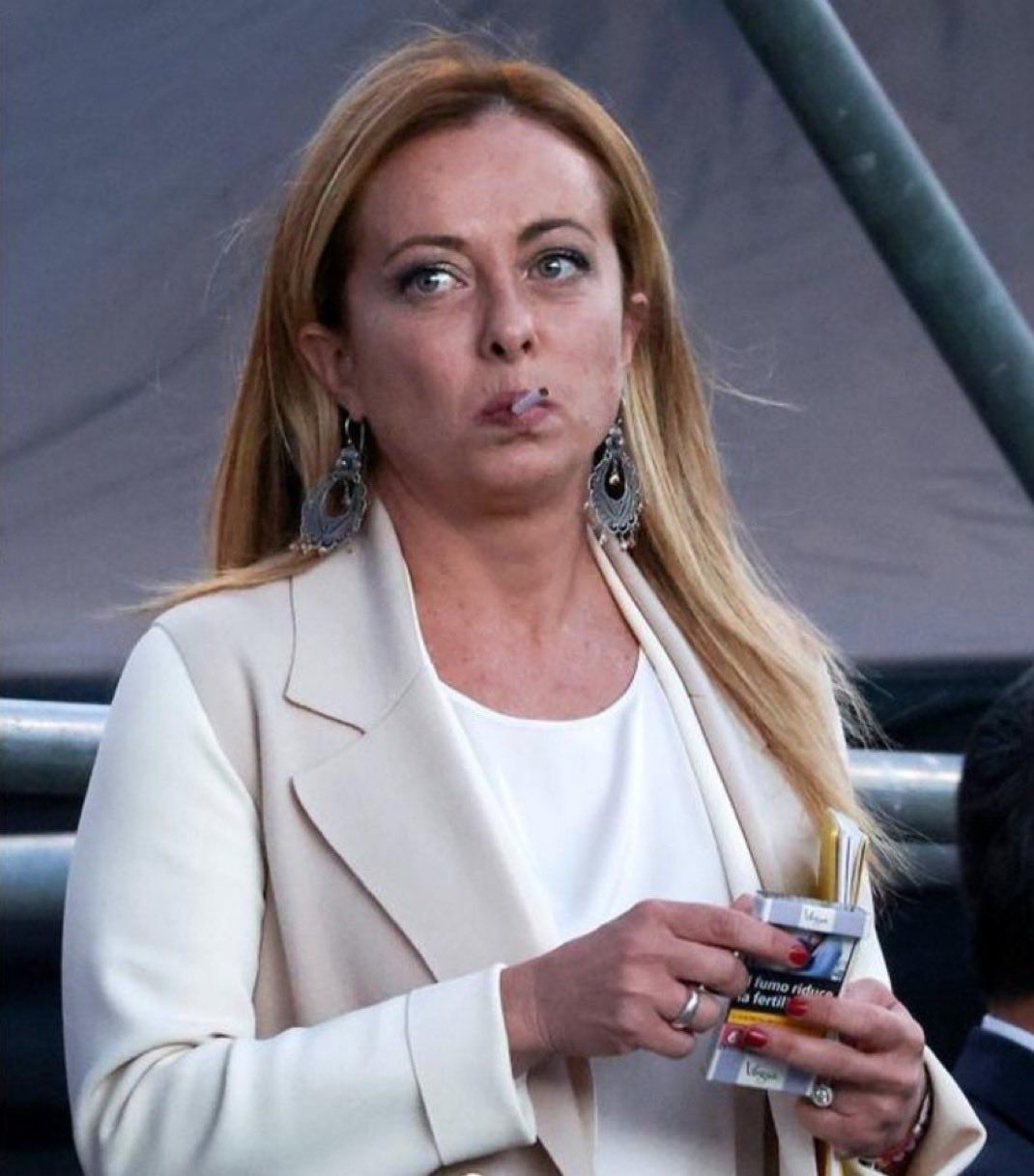 Meloni smoking Blank Meme Template