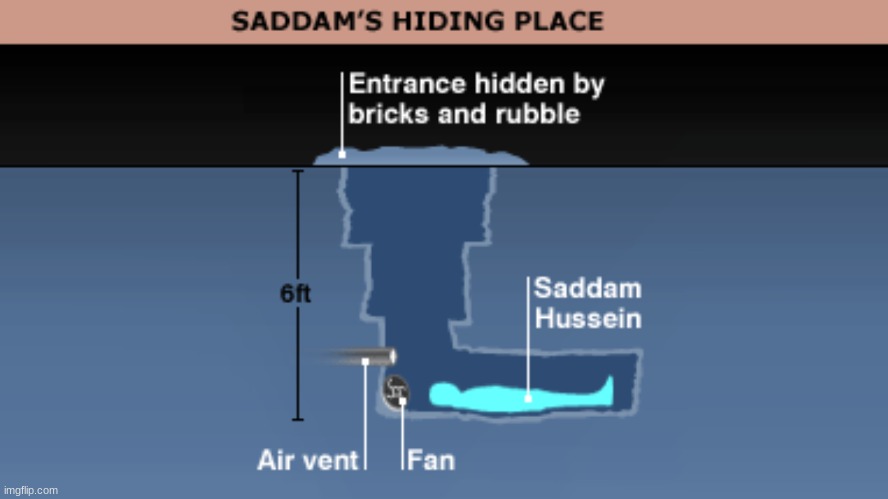 Saddam's Hiding Place | image tagged in saddam's hiding place | made w/ Imgflip meme maker