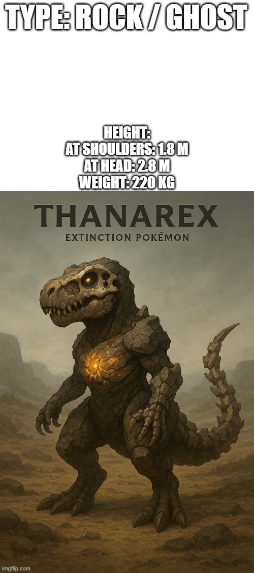 new fakemon | TYPE: ROCK / GHOST; HEIGHT:
AT SHOULDERS: 1.8 M
AT HEAD: 2.8 M
WEIGHT: 220 KG | image tagged in pokemon,fakemon | made w/ Imgflip meme maker