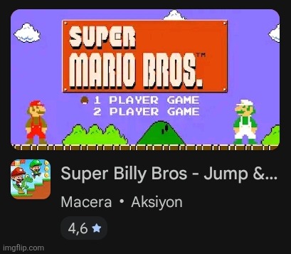 they straight up put the actual super mario bros image on this knock off game | made w/ Imgflip meme maker