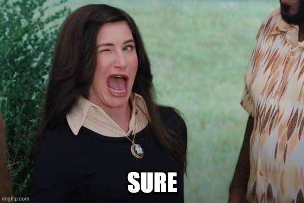 SURE | image tagged in wandavision agnes wink | made w/ Imgflip meme maker