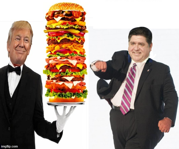Trump makes deal with JB Pritzker for a burger Blank Meme Template