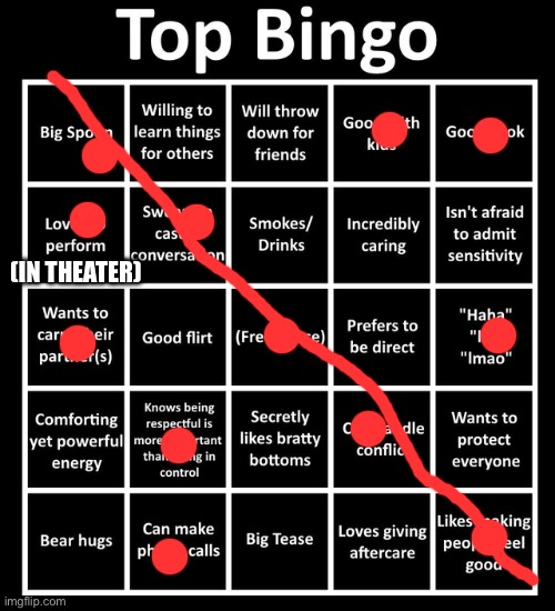 Smoking doesn’t make you cool | (IN THEATER) | image tagged in top bingo | made w/ Imgflip meme maker