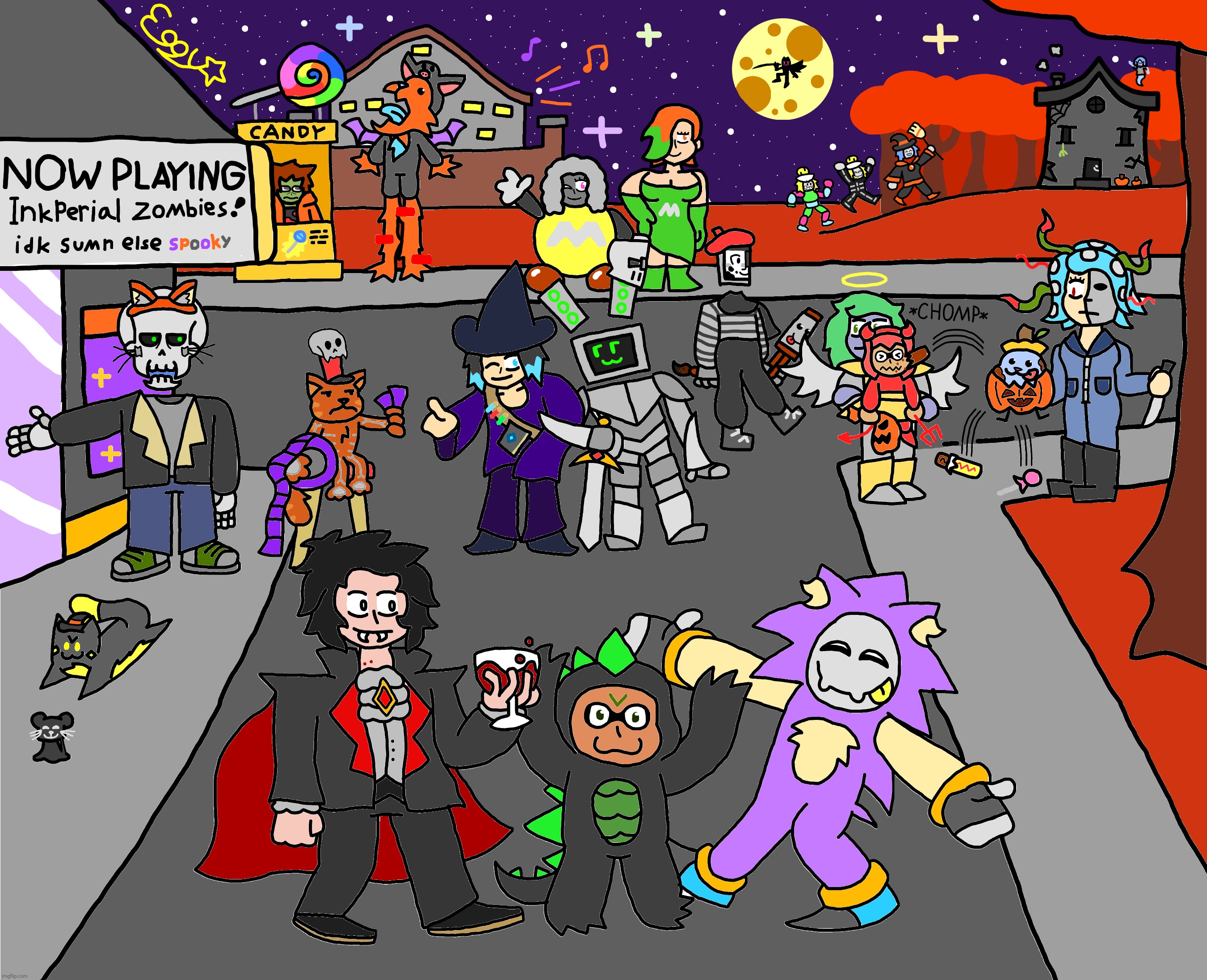 Here's the Halloween drawing with normal resolution, so feel free to zoom in to see the details! | made w/ Imgflip meme maker