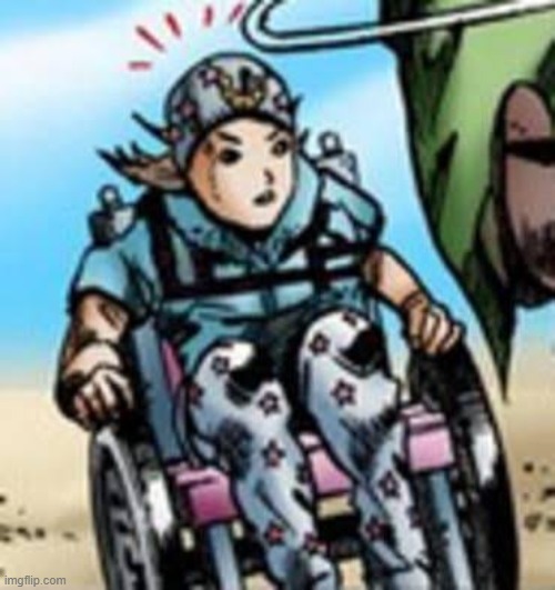 Johnny joestar wheelchair | image tagged in johnny joestar wheelchair | made w/ Imgflip meme maker