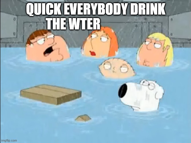 My new meme | QUICK EVERYBODY DRINK THE WTER | image tagged in i did not care for the godfather | made w/ Imgflip meme maker