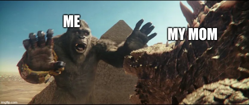 Uh oh I think I'm gonna get grounded | ME; MY MOM | image tagged in hold up kong | made w/ Imgflip meme maker