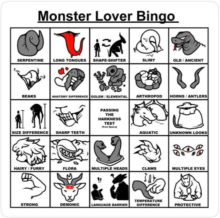 Monster Lover Bingo Blank Meme Template