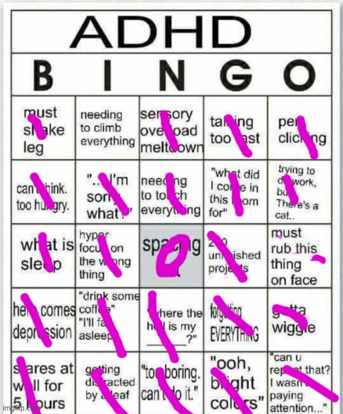 …fuck | image tagged in adhd bingo | made w/ Imgflip meme maker
