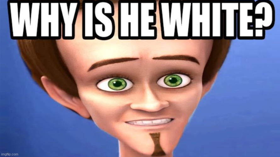 WHITE MEGAMIND | image tagged in megamind,white people | made w/ Imgflip meme maker