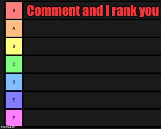 (I’m feeling nice) | Comment and I rank you | image tagged in tier list | made w/ Imgflip meme maker