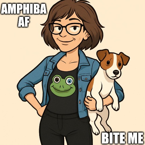 Granny Power | AMPHIBA AF; BITE ME | image tagged in memes,frog,feminism | made w/ Imgflip meme maker