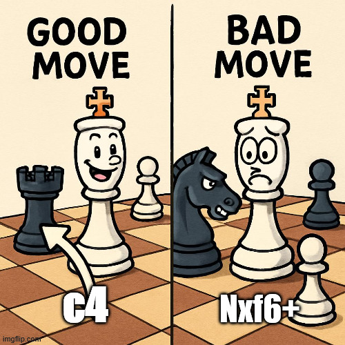 c4; Nxf6+ | made w/ Imgflip meme maker