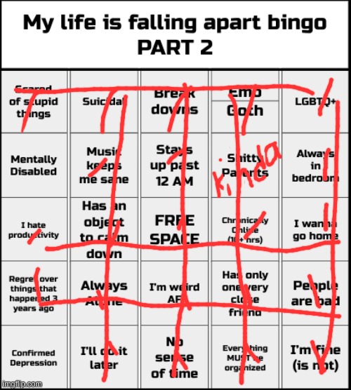 ... | image tagged in my life is falling apart bingo part 2 | made w/ Imgflip meme maker
