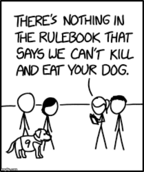 "It's definitely an intentional foul, but we've decided it's worth it." | image tagged in air bud,book,rulebook,kill,eat,dog | made w/ Imgflip meme maker