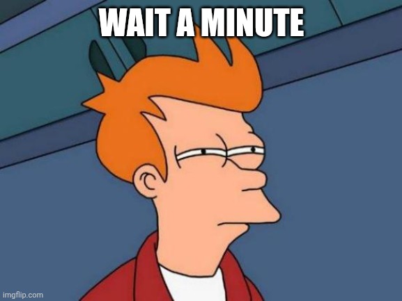 Futurama Fry Meme | WAIT A MINUTE | image tagged in memes,futurama fry | made w/ Imgflip meme maker