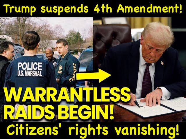 https://m.youtube.com/watch?v=KjaLe7ALwtk | Trump suspends 4th Amendment! Citizens' rights vanishing! | image tagged in trump dictator | made w/ Imgflip meme maker