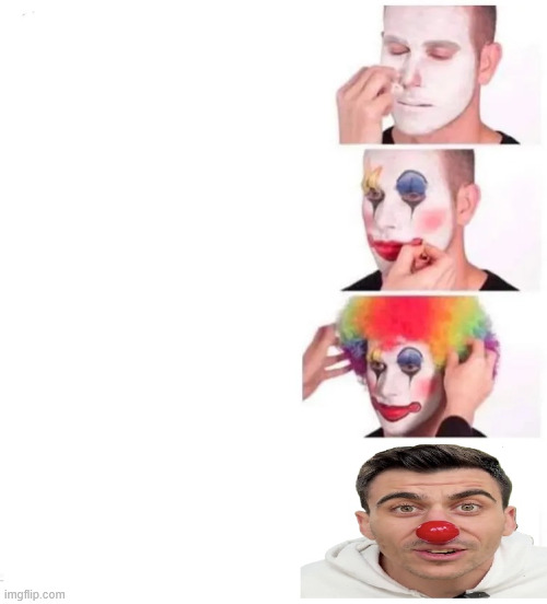 Cypriot Clown Applying Makeup Meme | image tagged in clown applying makeup | made w/ Imgflip meme maker