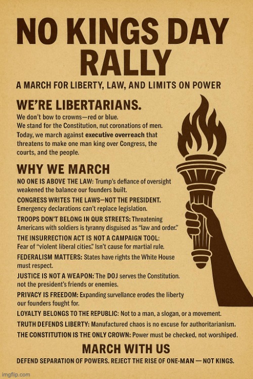 No Kings Day Rally | image tagged in no kings day rally | made w/ Imgflip meme maker