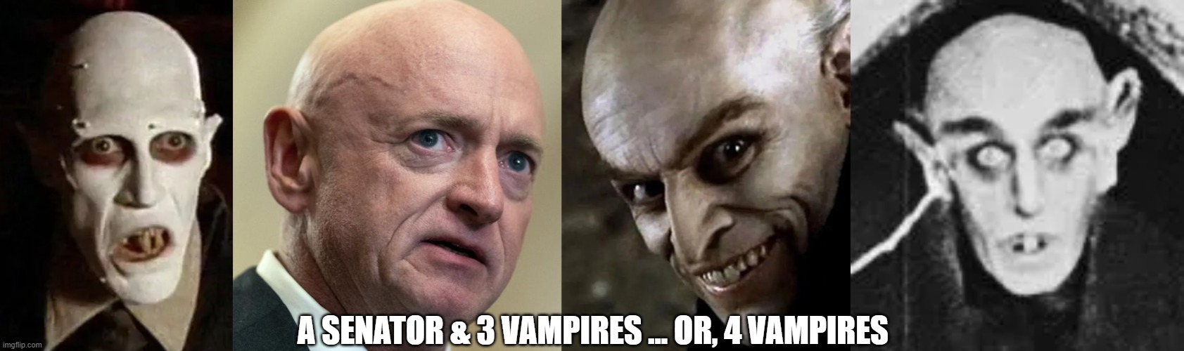 Kelly & Vampires | A SENATOR & 3 VAMPIRES ... OR, 4 VAMPIRES | image tagged in vampires | made w/ Imgflip meme maker