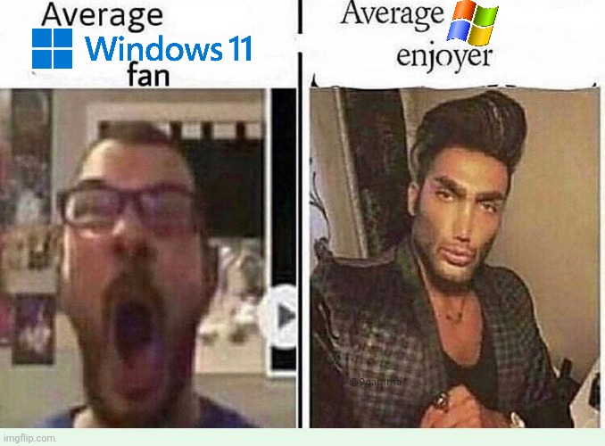 Tru af | image tagged in average blank fan vs average blank enjoyer,so true memes,windows 11,windows xp,memes | made w/ Imgflip meme maker