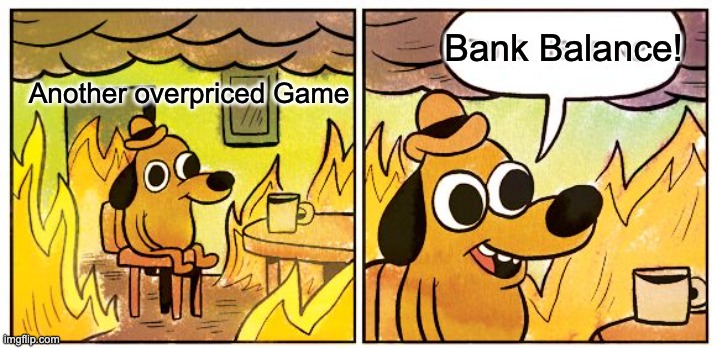 Another Overpriced Game | Bank Balance! Another overpriced Game | image tagged in memes,this is fine | made w/ Imgflip meme maker