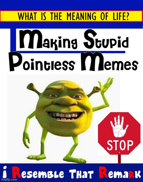 CONFUSED?  Searching for meaning?  Shronk can Help! | image tagged in vince vance,shrek,shronk,the meaning of life,memes,cartoons | made w/ Imgflip meme maker