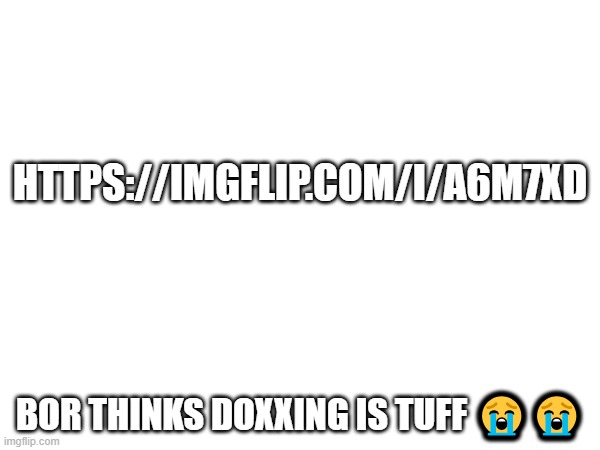 https://imgflip.com/i/a6m7xd | HTTPS://IMGFLIP.COM/I/A6M7XD; BOR THINKS DOXXING IS TUFF 😭😭 | image tagged in msmg,link | made w/ Imgflip meme maker