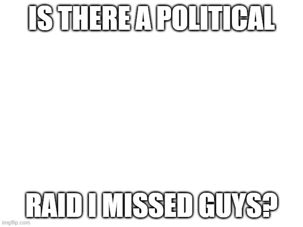 IS THERE A POLITICAL; RAID I MISSED GUYS? | image tagged in msmg,politics | made w/ Imgflip meme maker