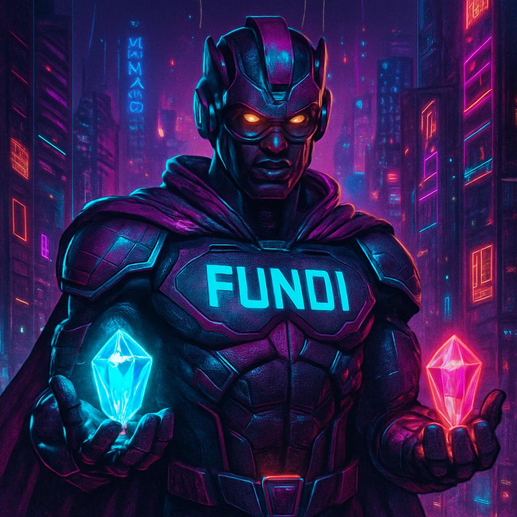 A super hero named fundi offering two gems on both hand Blank Meme Template