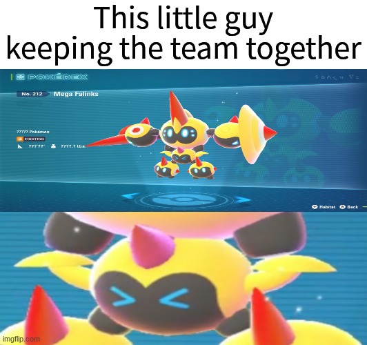 Every Falinks has a part to play | This little guy keeping the team together | image tagged in memes,funny,pokemon,gaming | made w/ Imgflip meme maker