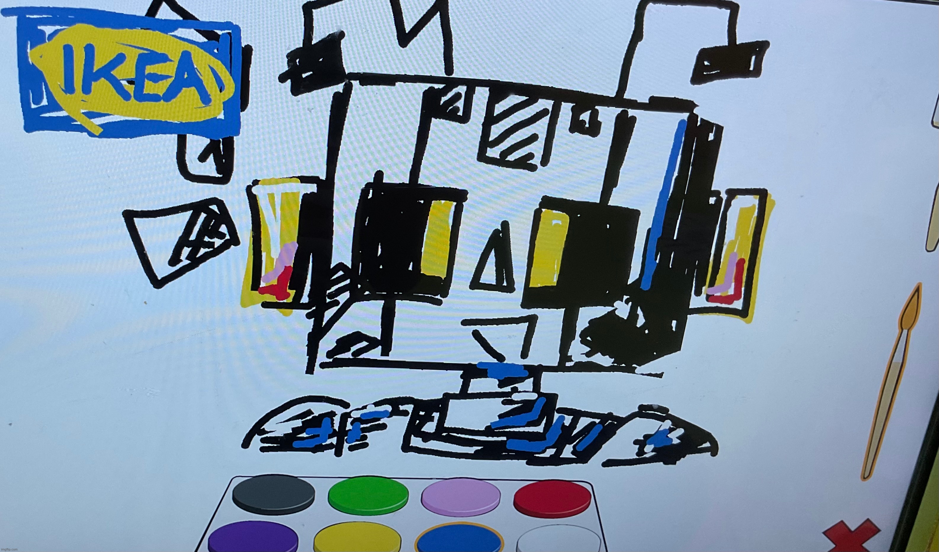 i drew in IKEA again in those kids screen things and for me I thought it was a trash doodle but my sis says it’s good | made w/ Imgflip meme maker