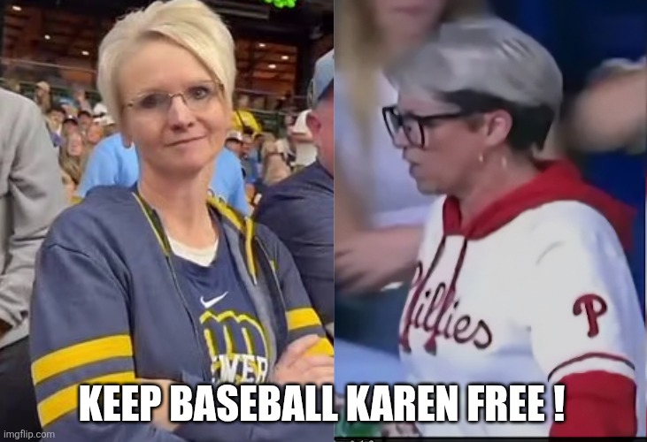 Kaaaaaaarennnnn!!! | KEEP BASEBALL KAREN FREE ! | image tagged in karens,mlb,no racism | made w/ Imgflip meme maker