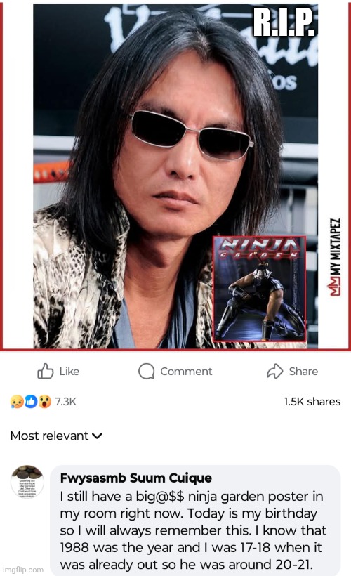 RIP | R.I.P. | image tagged in funny,rip,ninja,video game,creator,rest in peace | made w/ Imgflip meme maker