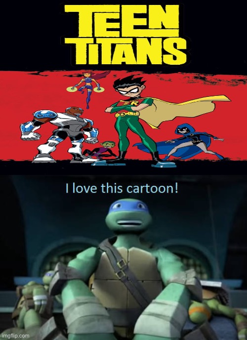 Leonardo TMNT (2012) loves Teen Titans (2003) | image tagged in leonardo tmnt 2012,tmnt,teen titans,memes,cool memes | made w/ Imgflip meme maker