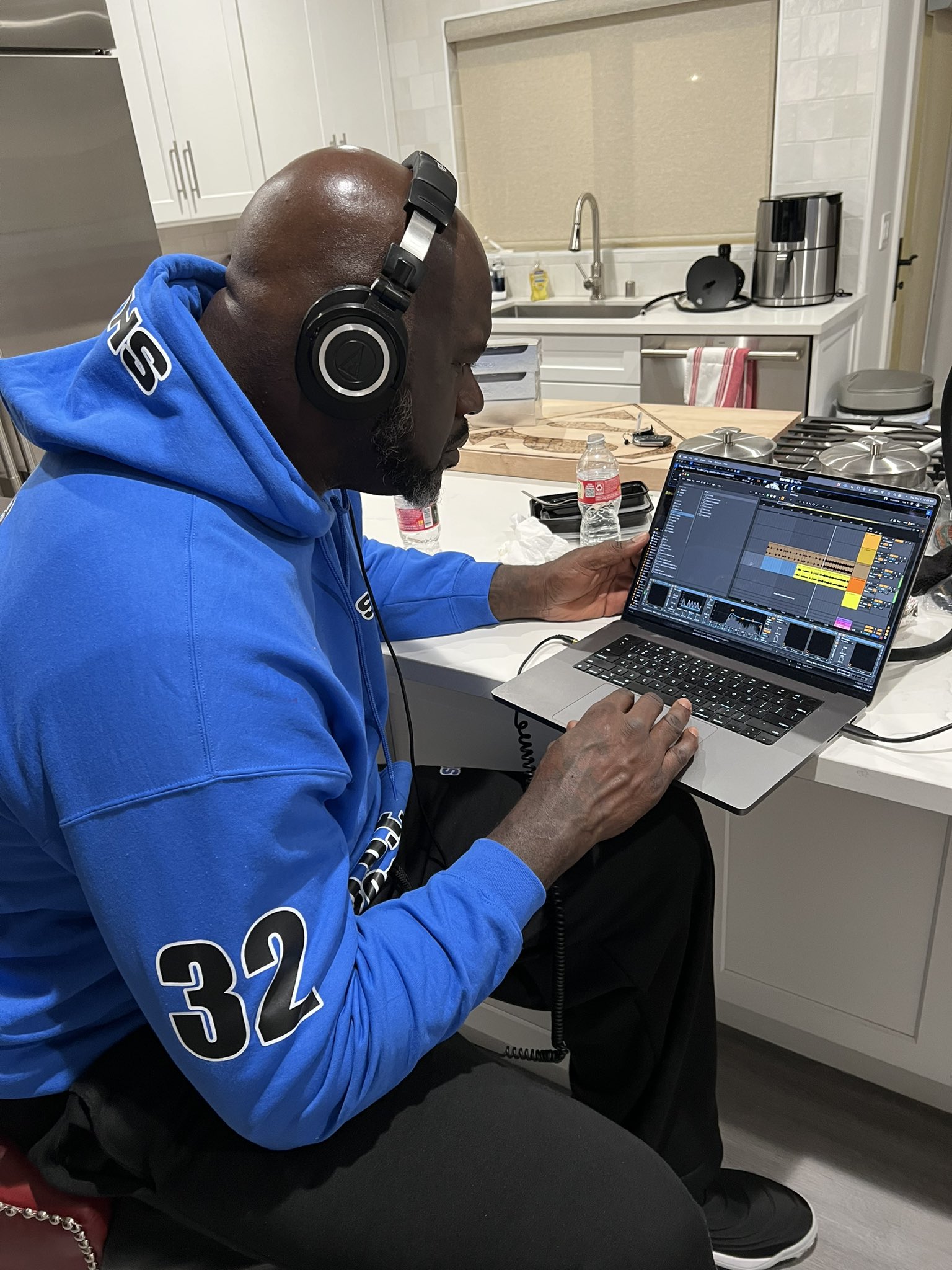 Shaq on Computer Blank Meme Template