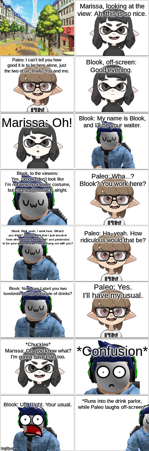 EOI Movie 2 scene: Paleo and Marissa's date.mp3 | image tagged in comic,paleo,marissa,blook,eoiverse,paleoverse | made w/ Imgflip meme maker