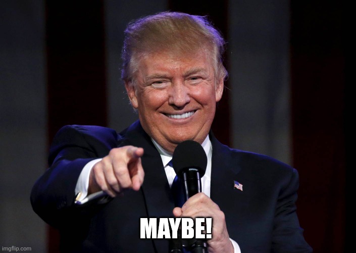 Trump laughing at haters | MAYBE! | image tagged in trump laughing at haters | made w/ Imgflip meme maker