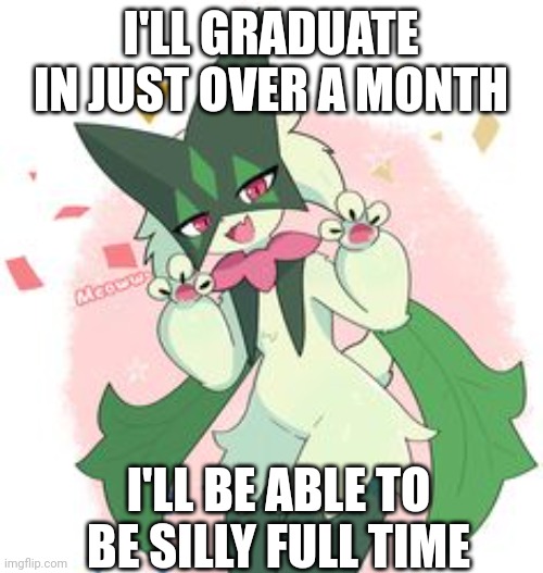 I'LL GRADUATE IN JUST OVER A MONTH; I'LL BE ABLE TO BE SILLY FULL TIME | image tagged in frost | made w/ Imgflip meme maker