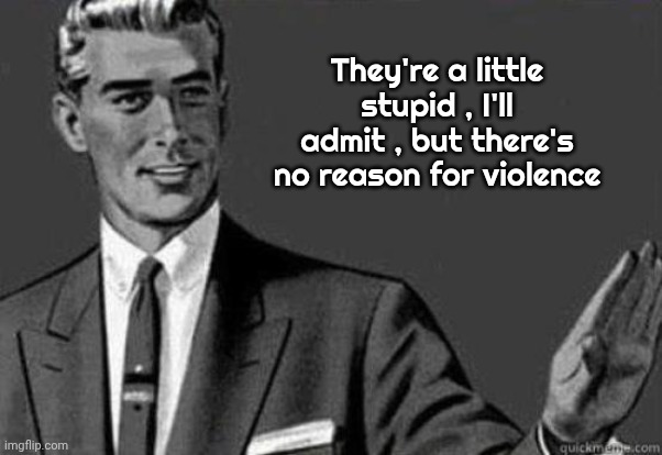 Calm down | They're a little stupid , I'll admit , but there's no reason for violence | image tagged in calm down | made w/ Imgflip meme maker